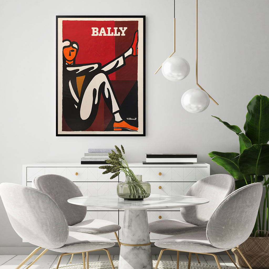 80cmx120cm Bally Man by Villemot - Black Framed Canvas