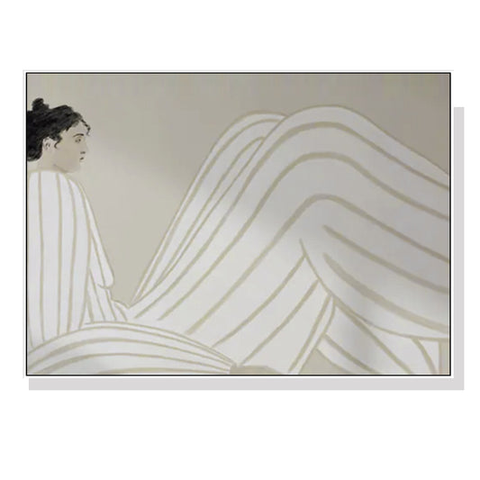 70cmx100cm Abstract Lady - White Framed Print