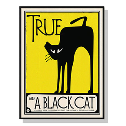 40cmx60cm Black Cat - Black Framed Print