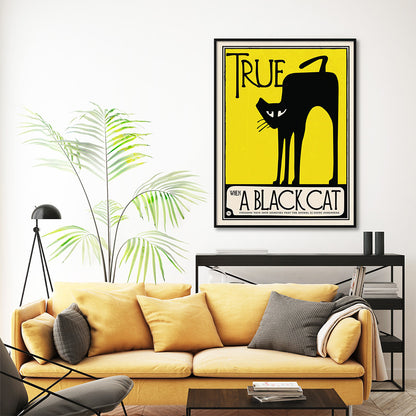 40cmx60cm Black Cat - Black Framed Print