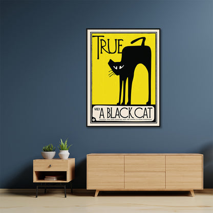 40cmx60cm Black Cat - Black Framed Print