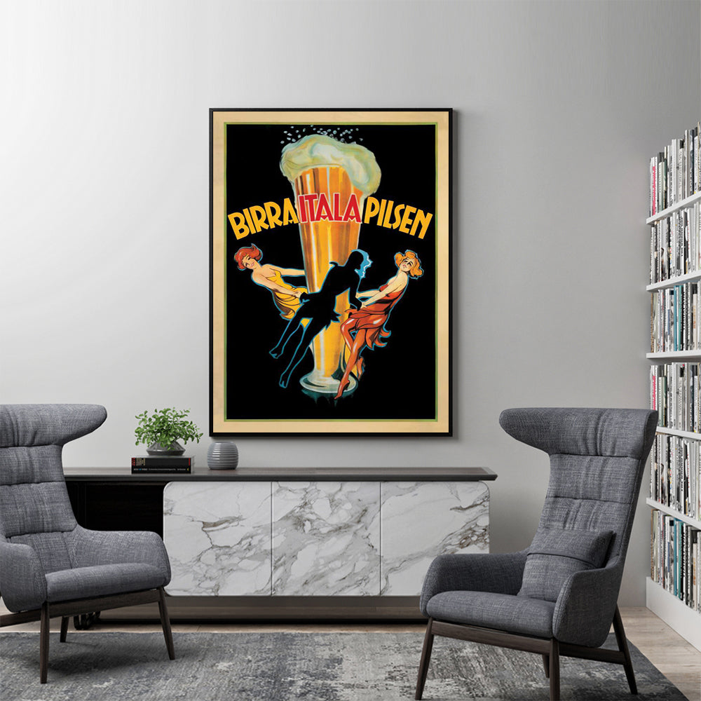 50cmx70cm Birra Italia Pilsen - Black Framed Print