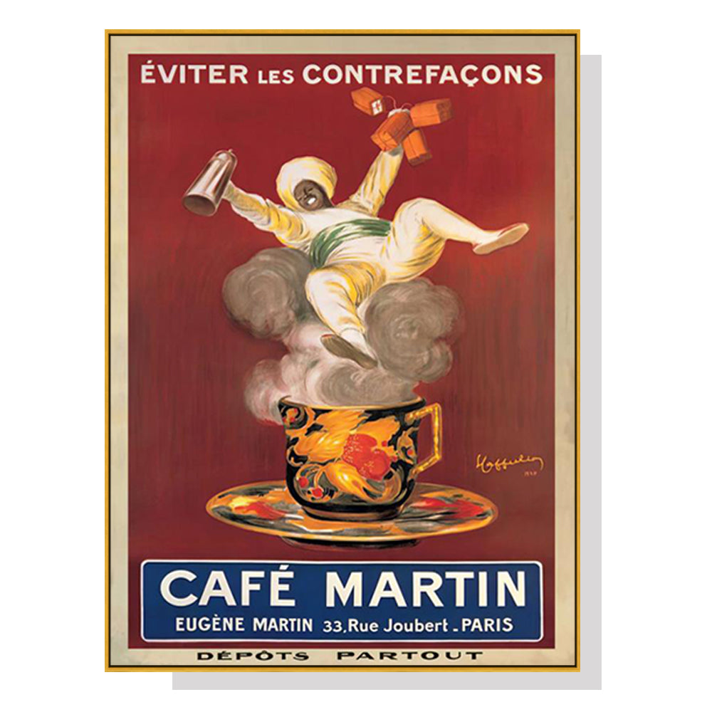 90cmx135cm Cafe Martin - Gold Framed Print