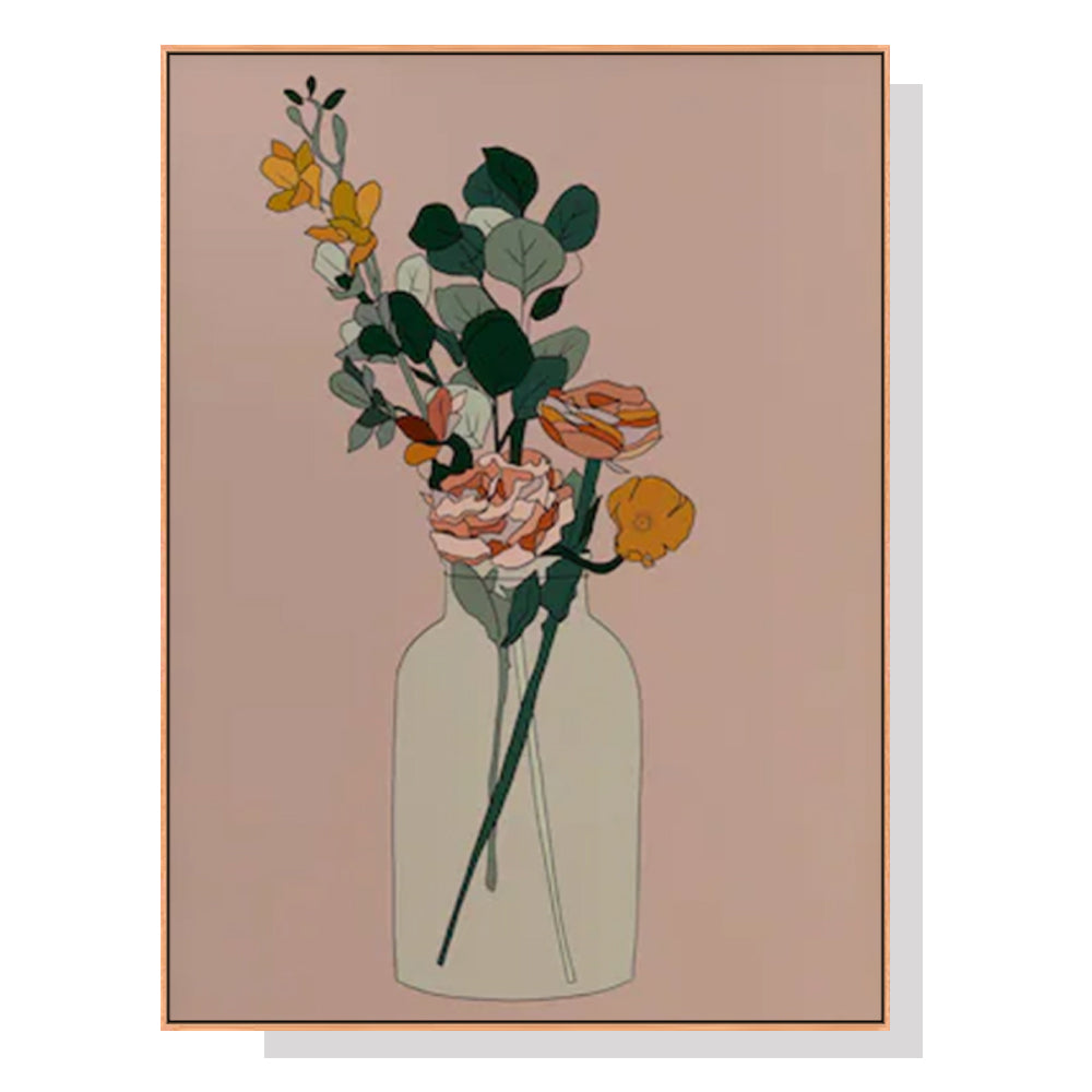 40cmx60cm Boho Floral - Oak Framed Print