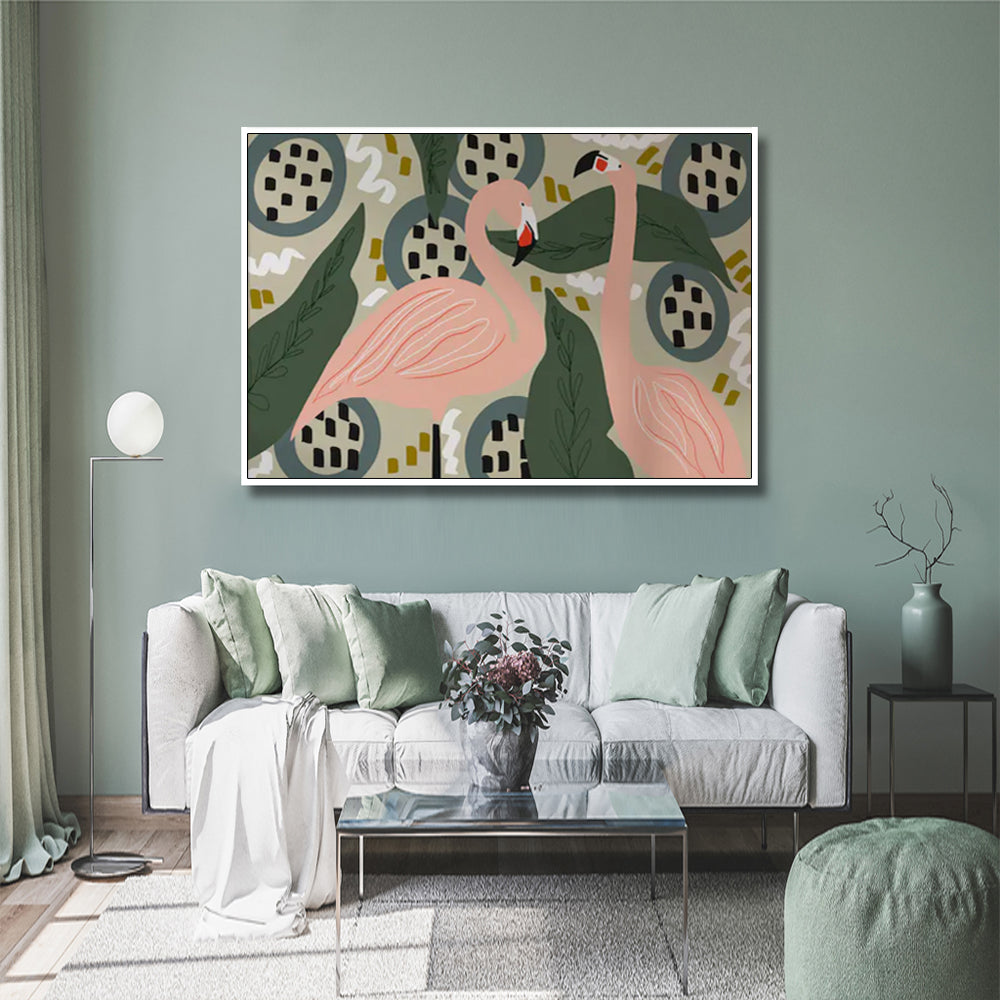 50cmx70cm Flamingo - White Framed Print