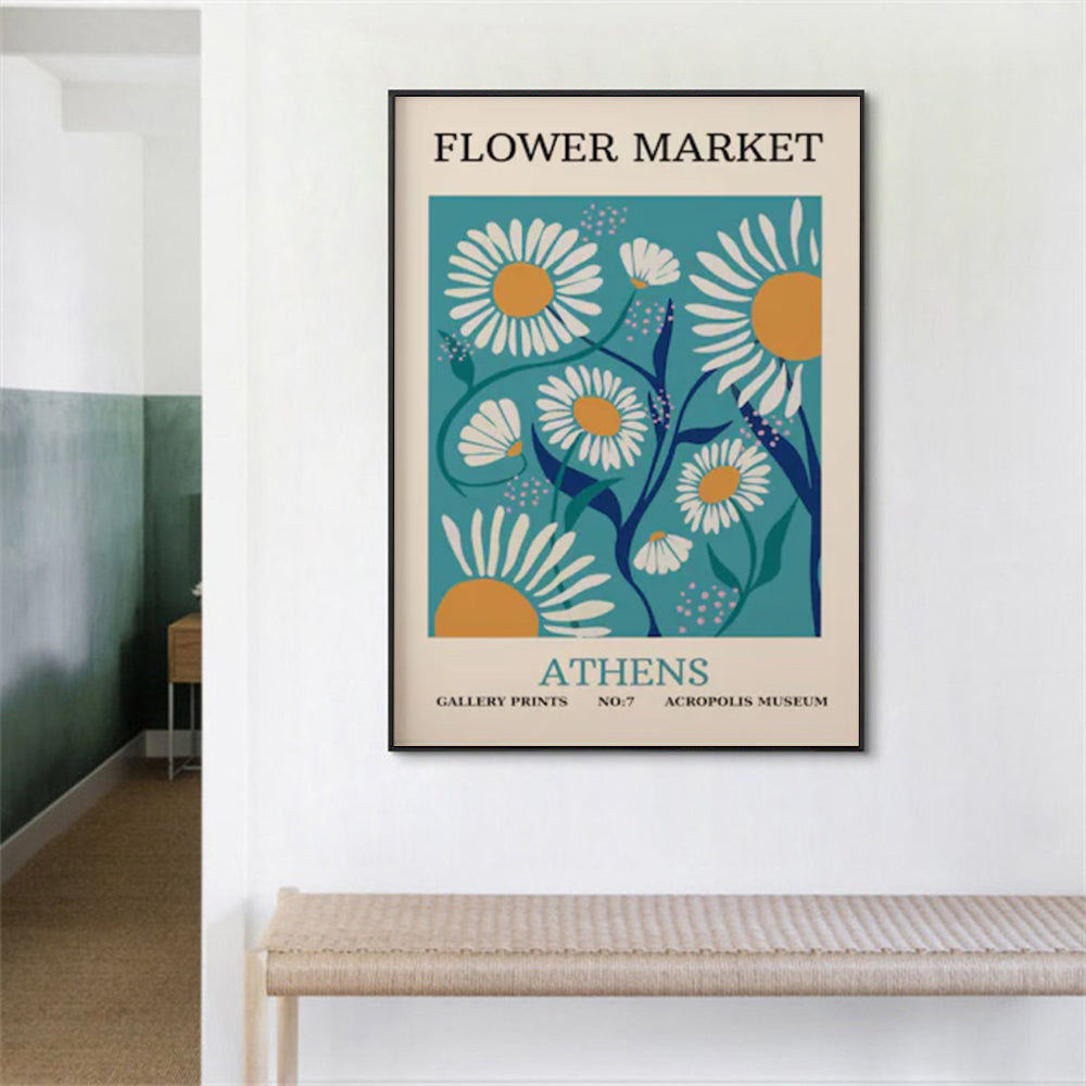 50cmx70cm Flower Market Athens - Black Frame Print