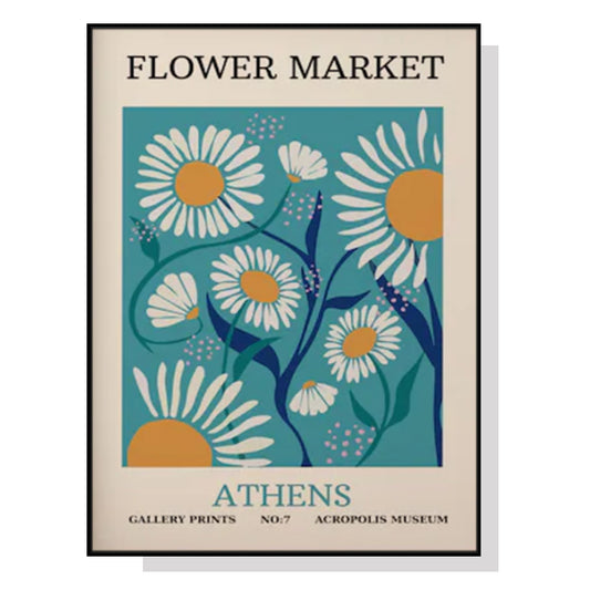 40cmx60cm Flower Market Athens - Black Frame Print