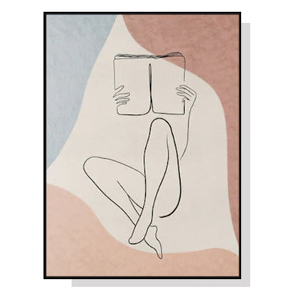 60cmx90cm Woman Reading Book - Black Frame Print