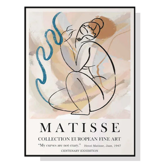 80cmx120cm Matisse Nude Line - Black Framed Print