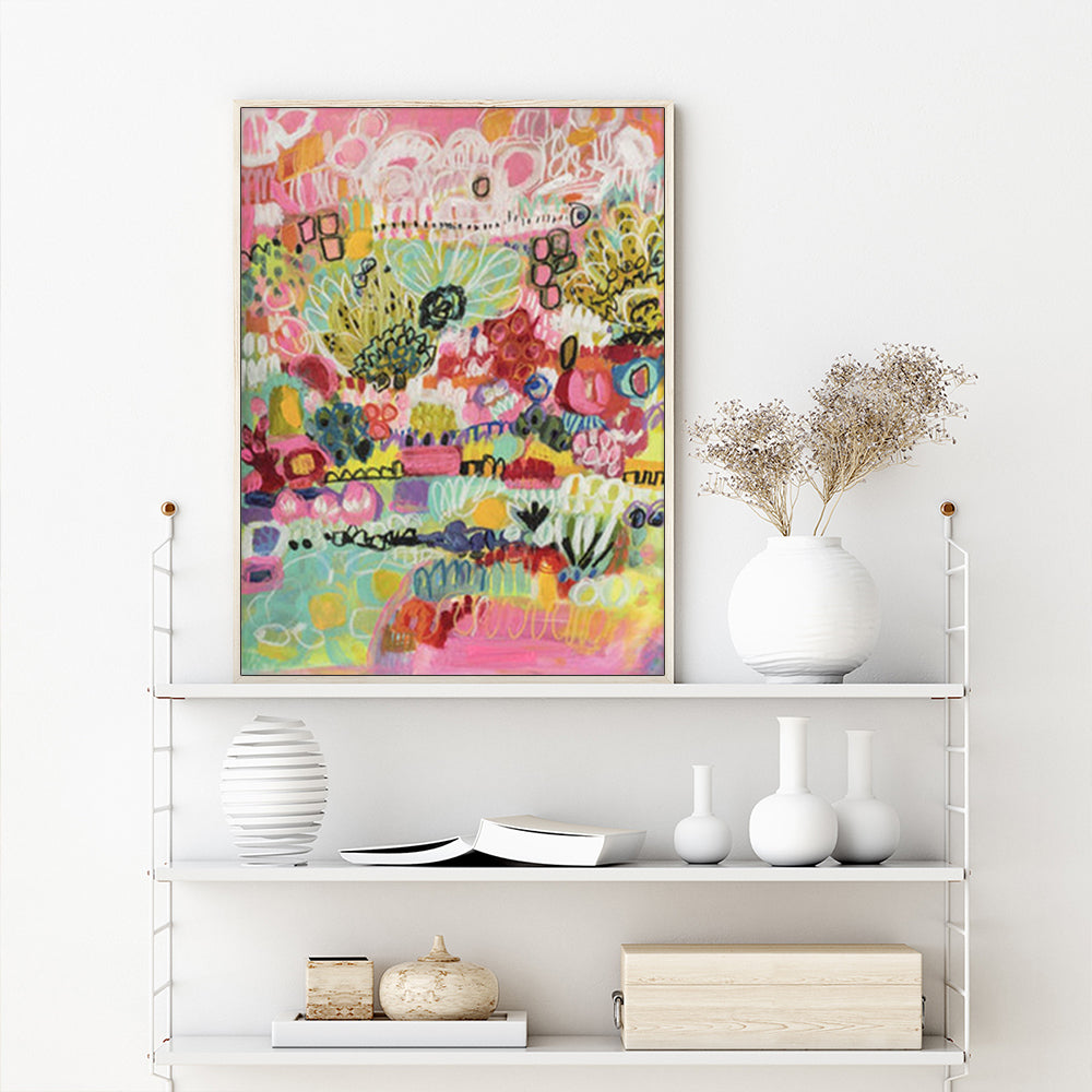 40cmx60cm Summer Smile - Oak Framed Print