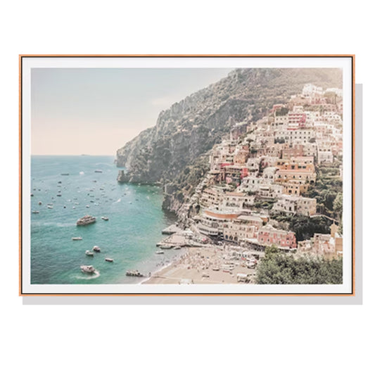 50cmx70cm Amalfi Coast - Oak Framed Print