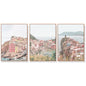 40cmx60cm Cinque Terre Oak Framed Print - Set of 3