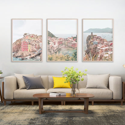 40cmx60cm Cinque Terre Oak Framed Print - Set of 3