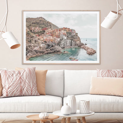 50cmx70cm Cinque Terre - Oak Framed Print