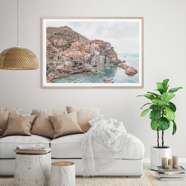 50cmx70cm Cinque Terre - Oak Framed Print