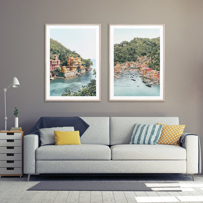 90cmx135cm Italian Coastal Oak Framed Print - Set of 2