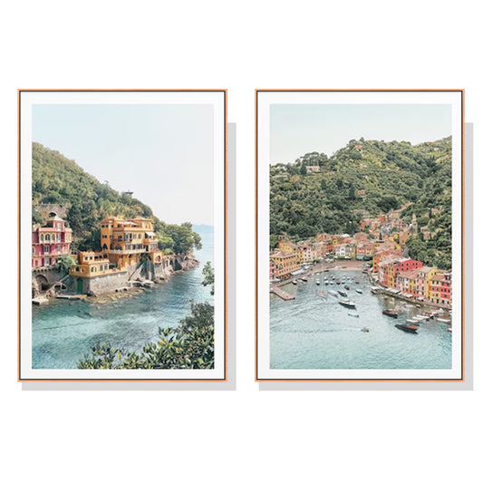 70cmx100cm Italian Coastal Oak Framed Print - Set of 2