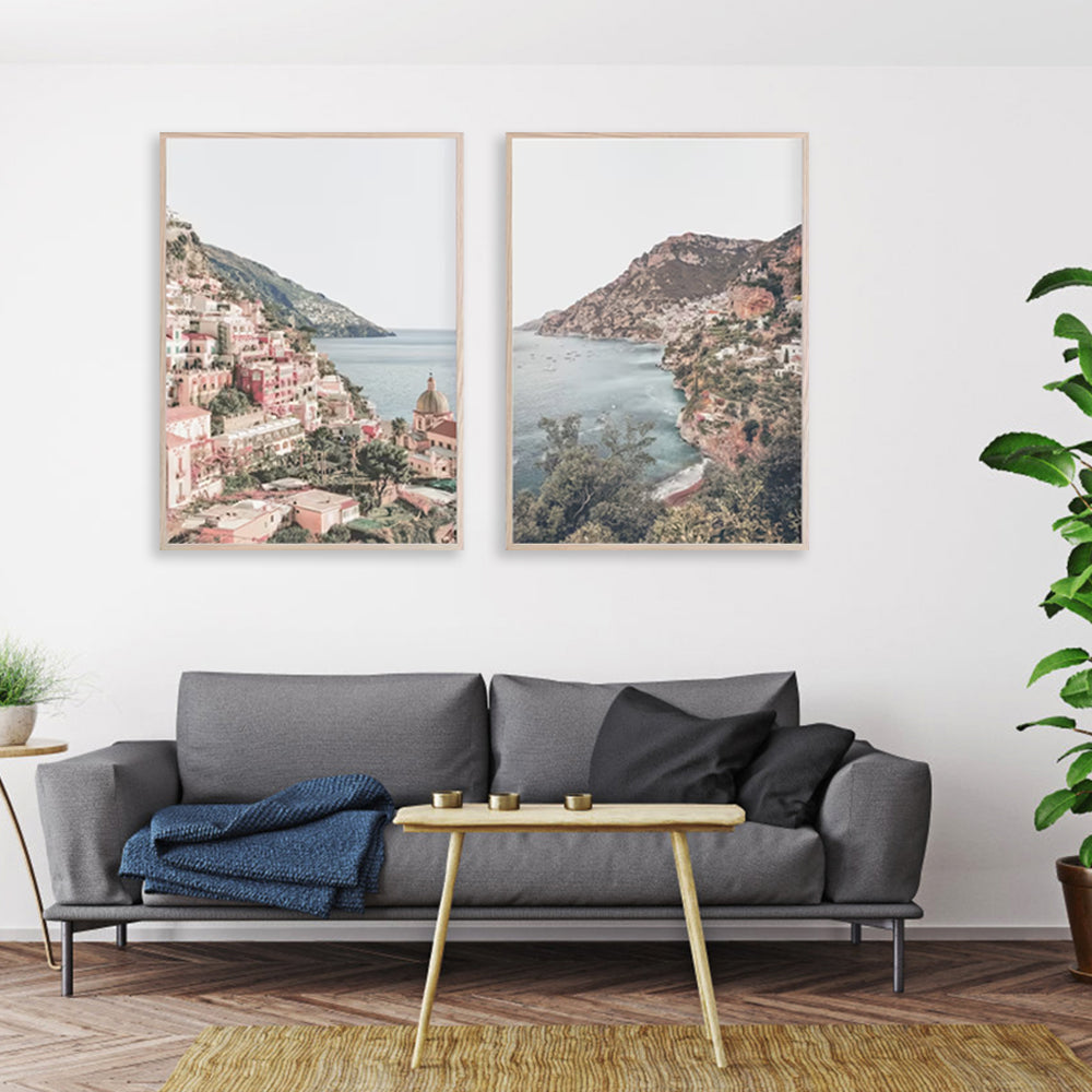 50cmx70cm Positano Oak Framed Print - Set of 2