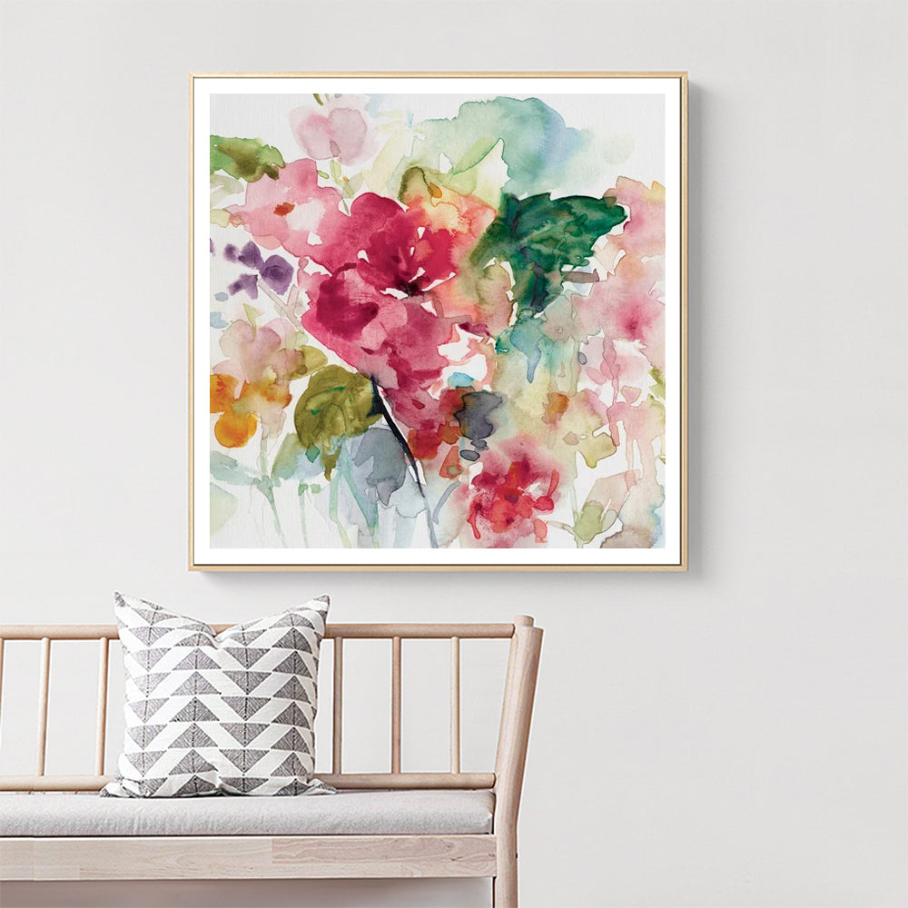 50cmx50cm Floral Brunch - Gold Framed Print