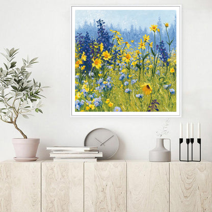 50cmx50cm Joyful In July - White Framed Print