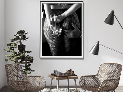 50cmx70cm Woman at the Bar -Black Framed Print