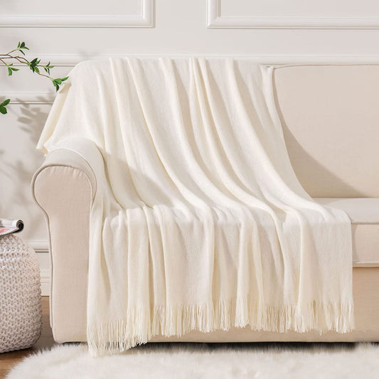 Bahamas Woven Throw Rug - Ivory