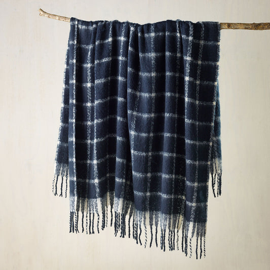 Bianca Maldon Faux Mohair Throw Rug - Indigo